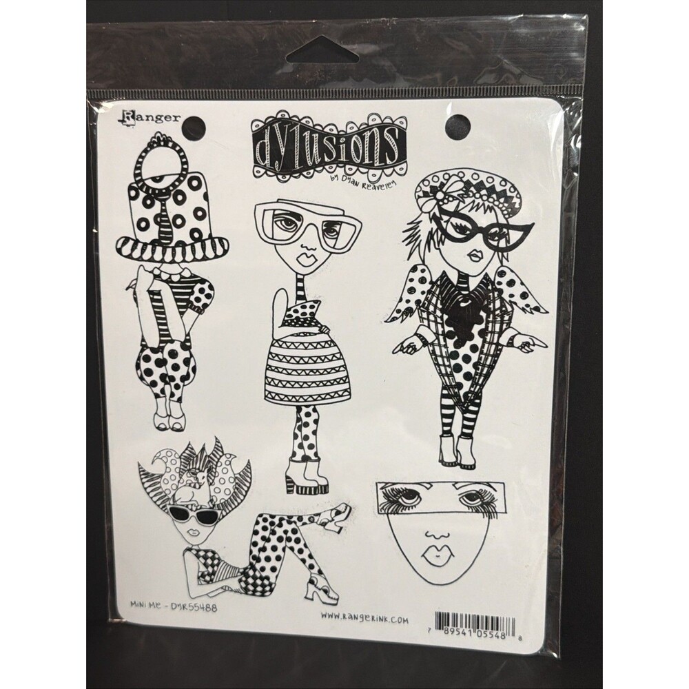 Dylusions Stamp set Ranger Mini ME odd weird quirky kitsch stamps red rubber
